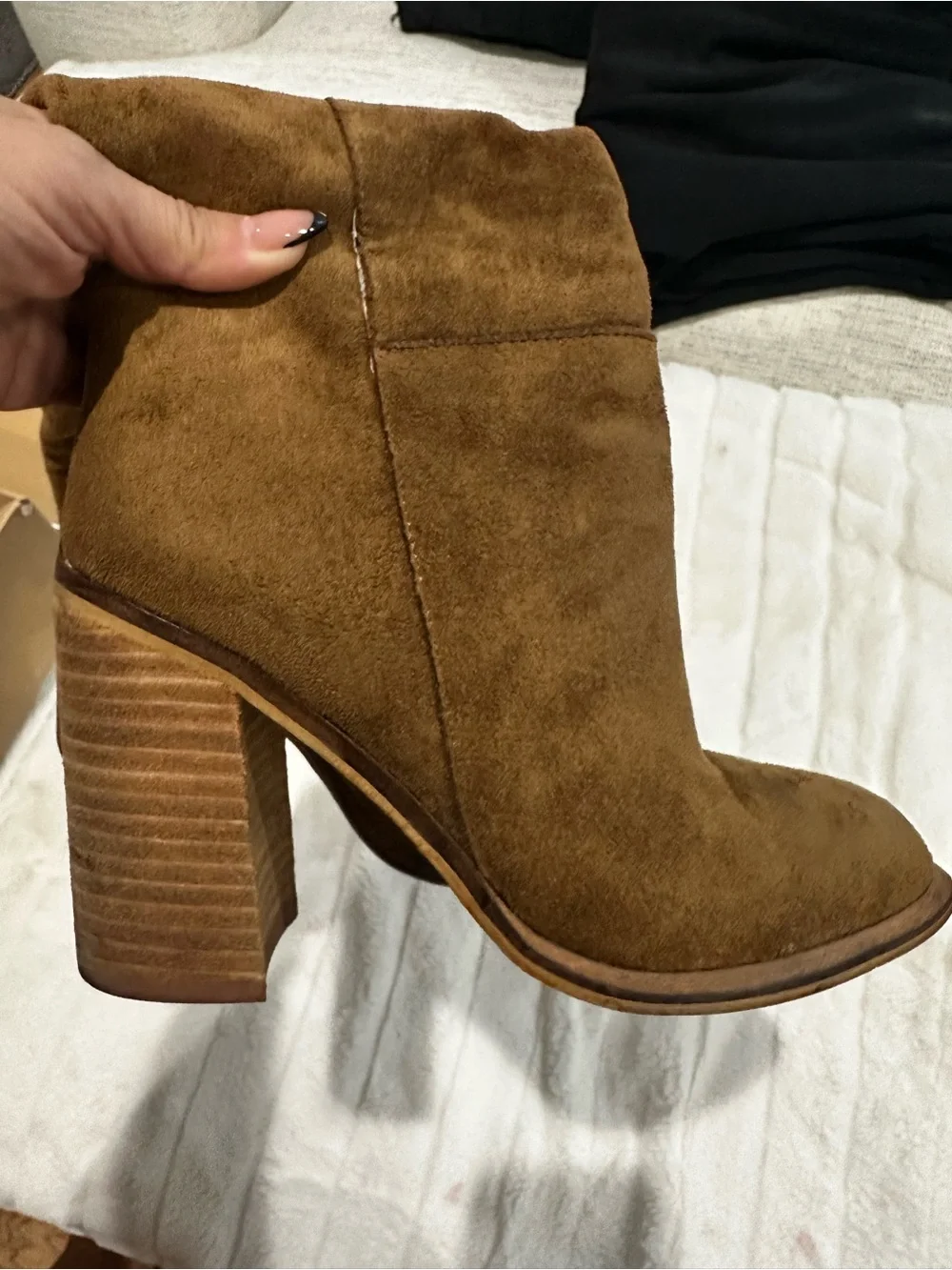 Over-the-Knee faux Suede Block Heel Boots in Brown